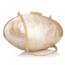 Women Evening Pearl Bag Gold Acrylic Clutch Handbag for Evening Wedding Party...