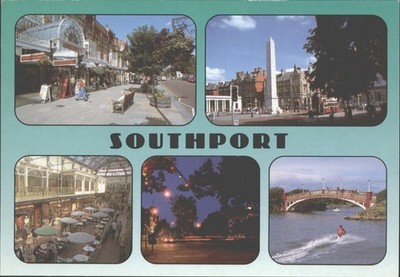 Vintage John Hinde Southport Multi-View Postkarte Wayfarer Kunst Marine See