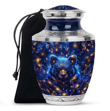Dark Blue Bear Large Urns For Human Ashes Adult Male  Female 10 Inch 