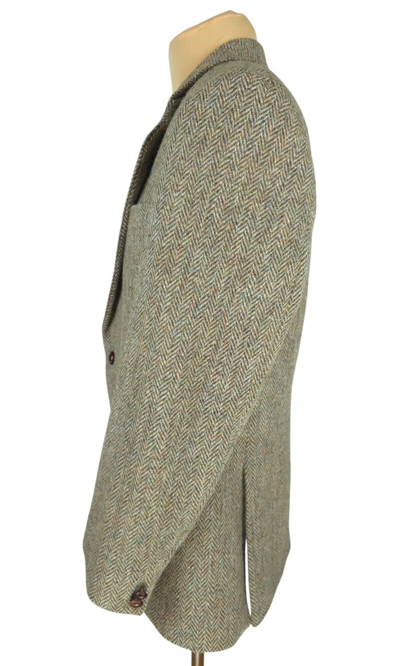 Harris Tweed Mens Beige Wool Herringbone Blazer Jacket Size UK/US 38R (M) - Image 4 of 4