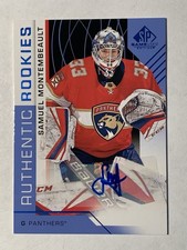 2018-19 UD SPGU Authentic Rookies Blue Auto SAMUEL MONTEMBEAULT Habs Card# 144