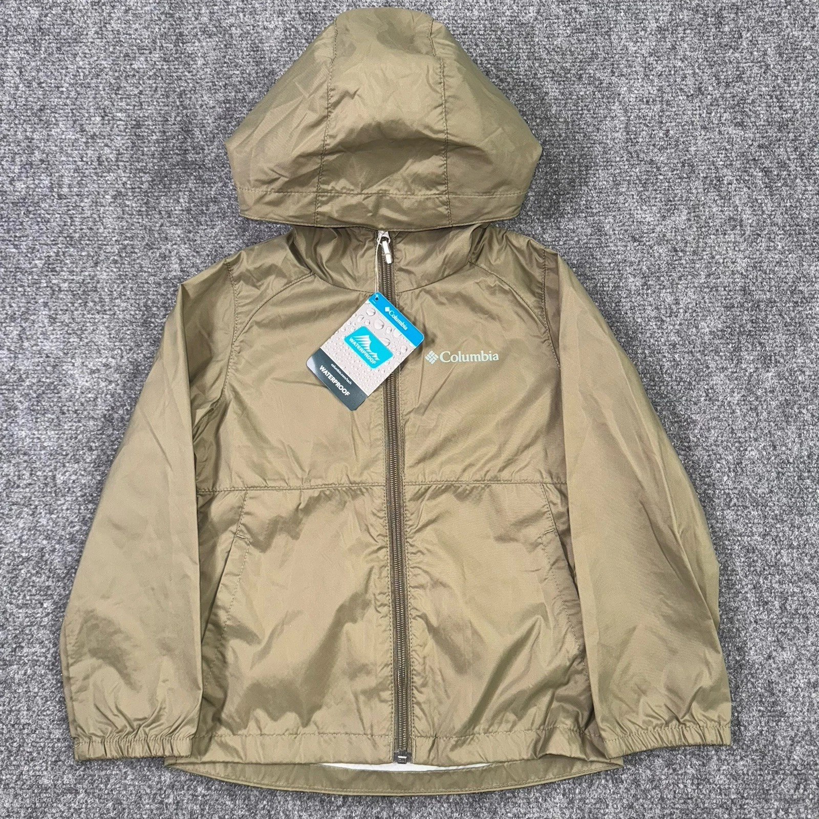 Columbia Youth Size XXS Green Hooded Windbreaker Rain Jacket Full Zip