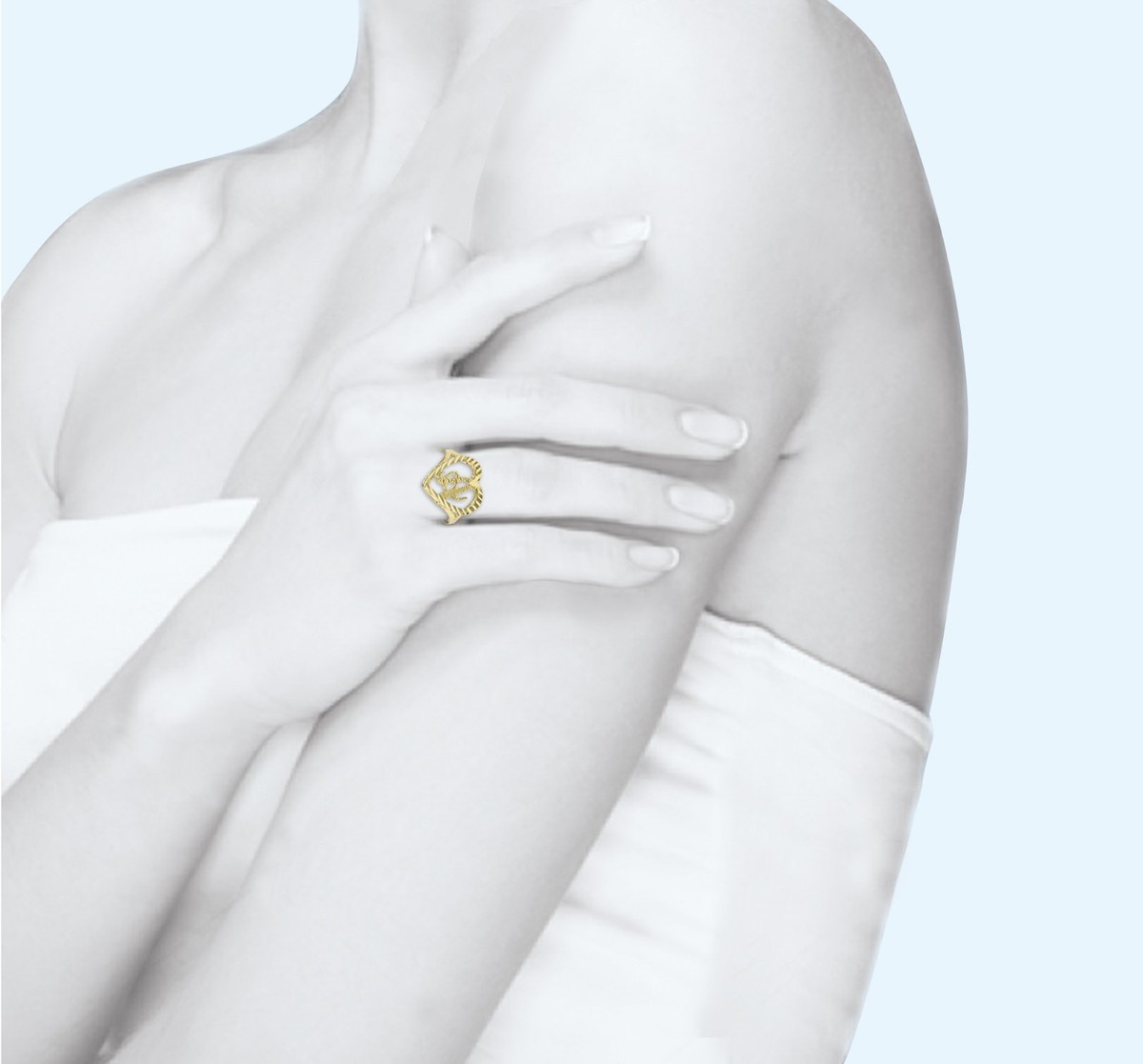 10K Massiver Gelbgold Herz Anfangsbuchstabe Ring - A-Z Jedes