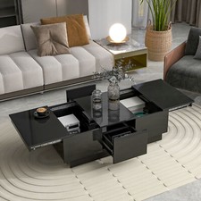 Extendable Coffee Table with Sliding Top, Hidden Storage Compartment  Drawers