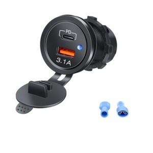 12V 24V Type C PD+USB Adaptateur de chargeur de voiture Prise de courant pour moto de voiture