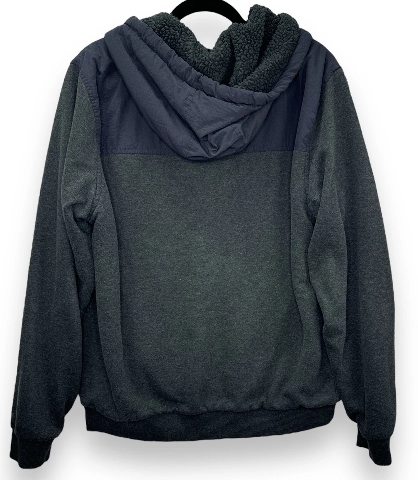 Chaqueta Coleman Sherpa Para Hombre Mediana Forrada Con Capucha Cordón Cremallera Completa Gris Foto 2 de 4