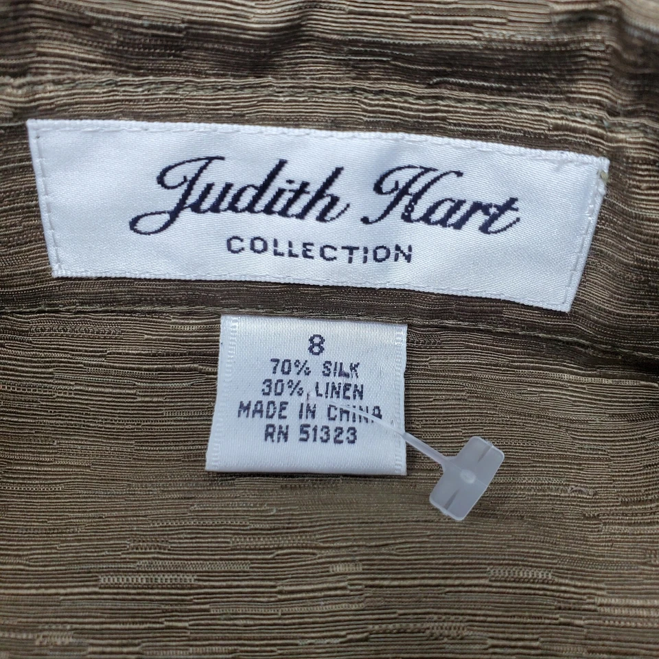 Chaqueta Judith Hart para mujer 8 seda mezcla lino verde oliva botones bolsillos delanteros Foto 3 de 4