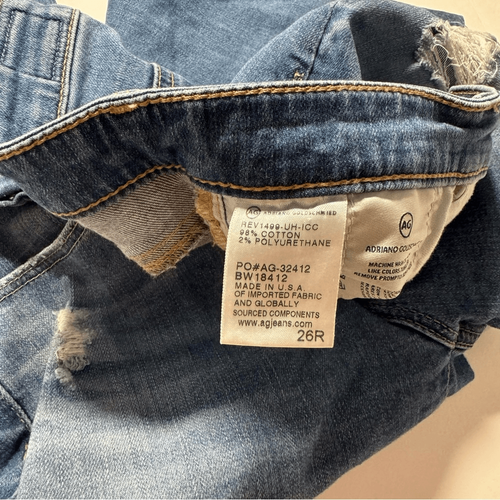 AG Adriano Goldschmied Midi Ankle Mid Rise Legging Ankle Distressed Jeans Sz 26R - Picture 12 of 13