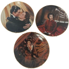 GONE WITH THE WIND SET OF 3 COLLECTOR'S PLATES SCARLETT RHETT PAUL JENNIS 8.5IN