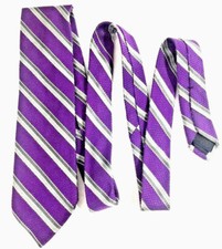 Brooks Brothers Makers and Merchants Men's Neck Tie Purple Gray Striped USA Made