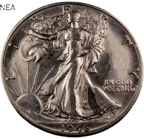 1946 DDR Walking Liberty Half Dollar Error ~~ Borderline Uncirculated (AU++)