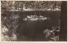 RPPC Big Bear Lake California Treasure Island Birdseye View c. 1930s era