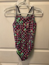 Dolfin Uglies Multi Color Swimsuit Cross-over Straps Sz 16 LNC