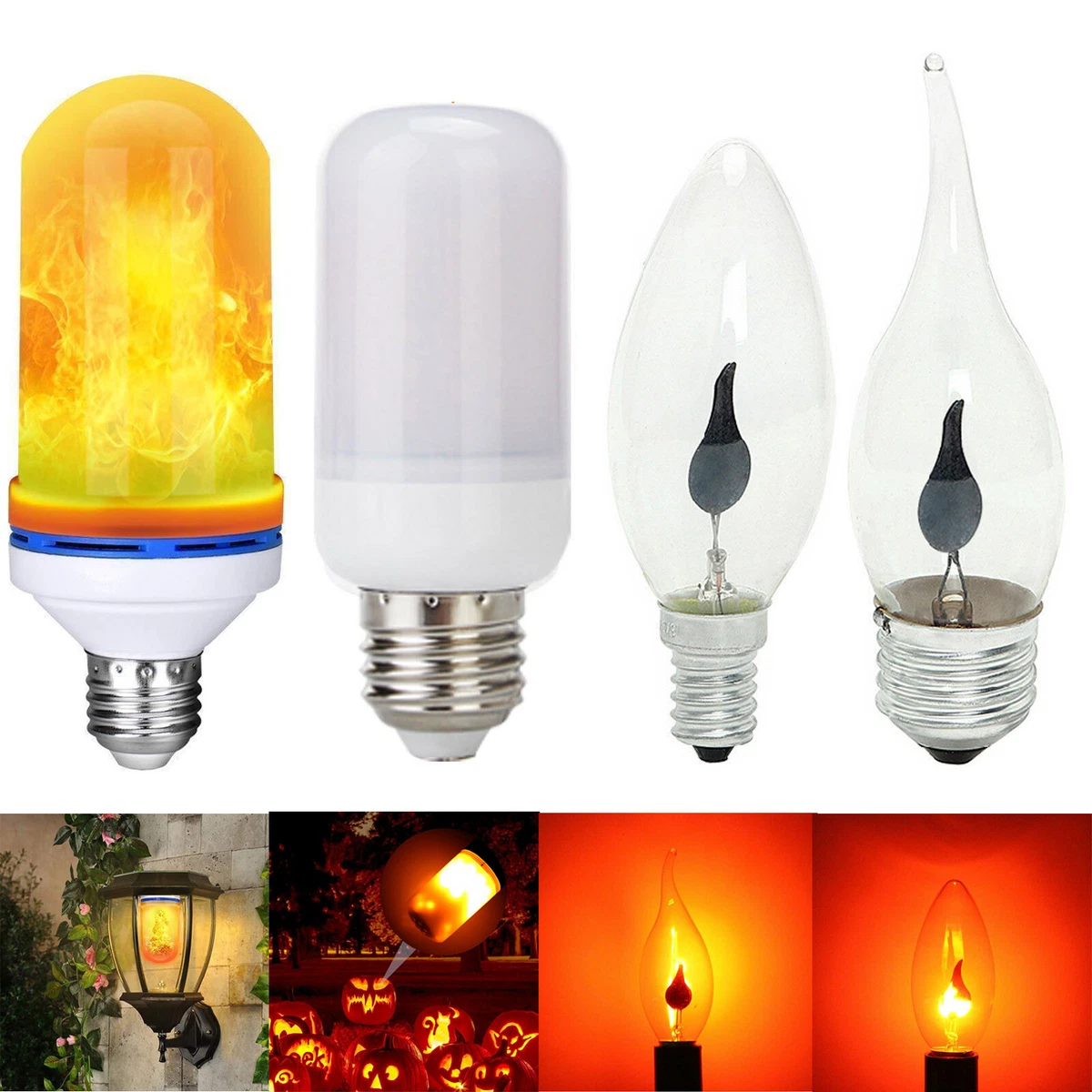 E27 E14 9W LED Flame Effect Fire Light Corn Bulb Simulated Nature Flicker Lamp C