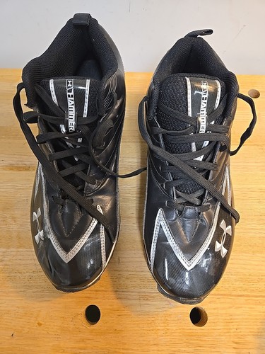 Under Armour Hammer Football Cleats Mens 11 Black/White Synthetic Ankle Shoes - Picture 7 of 12