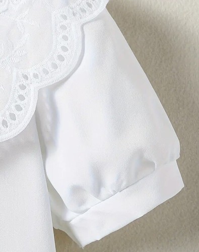 Girls Whate Cotton Top Blouse Embroidered Collar Age 3-4 Years - Picture 4 of 4