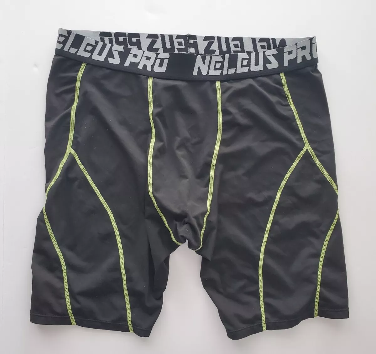 Neleus Pro Mens USA 2XL Athletic Base Layer Compression Shorts Black / Green