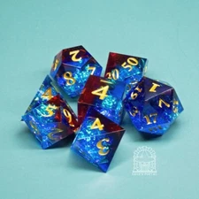 Sage's Crystals - Frostfire Sharp Edge Resin Polyhedral Dice Set DnD RPG