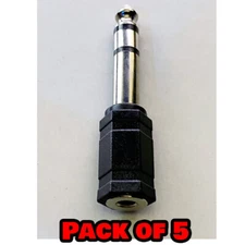 6.3mm 1/4" Male plug to 3.5mm 1/8" Female Jack Stereo Audio Adapter - 5 PACK