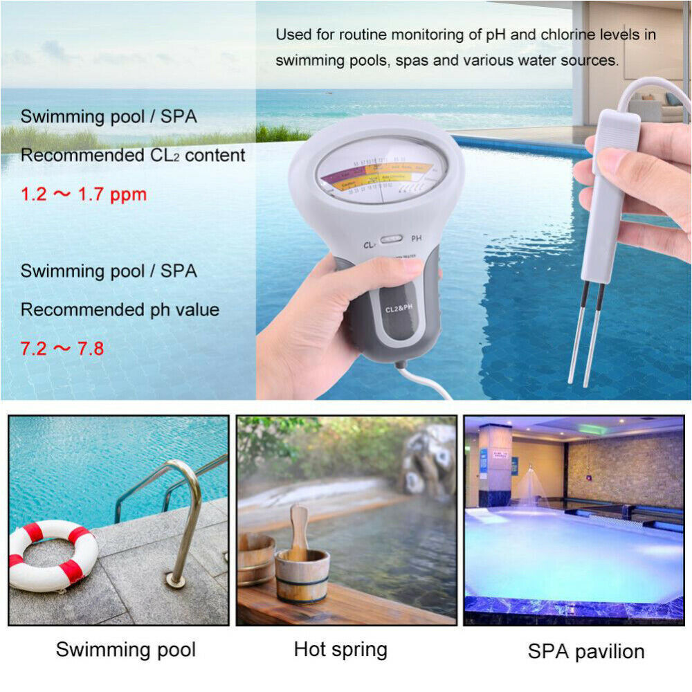 Pool Qualität Tester Wassertester für Chlor und pH-Wert Pool Messgerät EC TDS