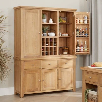 THE FURNITURE MARKET Cheshire Limed Oak Triple Kitchen Larder Pantry Cupboard - Kitchen - LR37-LR67