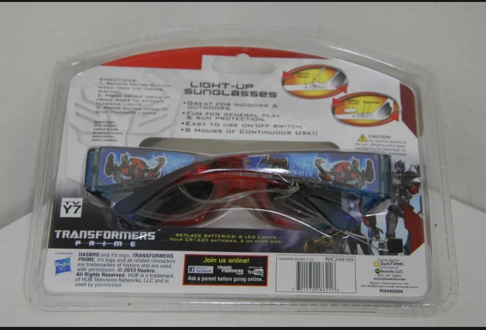 TRANSFORMERS PRIME LIGHT UP SHATTER PROOF SUNGLASSES KIDS 4 YEARS & UP, 100 % UV - Image 2 of 2