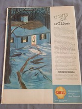 VTG 1946 Original Magazine Ad Shell Gas Gasoline Lights On at G I Joe's