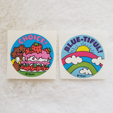 Vintage 80s Trend Scratch and Sniff Stickers, Strawberry Cake, Blue-tiful