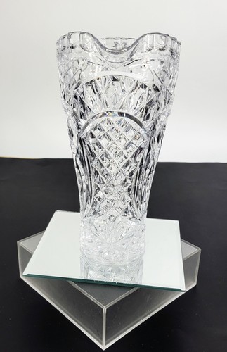 Lead Crystal Pitcher Vintage Thumb Print Edge Excellent Barware/Water 9" x 7" - Picture 7 of 10