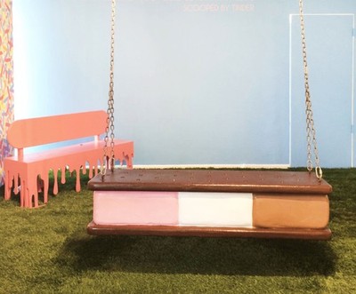 Multi Purpose Ice Cream Sandwich Table and Swing Over Sized Resin Statue Display
