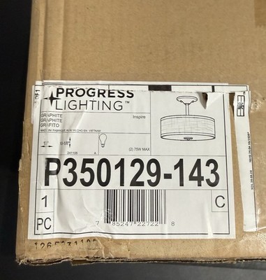 Progress Lighting Inspire P350129-143 2-Light Semi-Flush Mount Graphite 13''