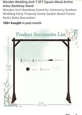 7.2ft Square Wood Wedding Backdrop Stand Brown Reusable Easy Assemble Kit