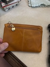 Women s Brown Solid Zip Wallet Pouch Coin Pur...