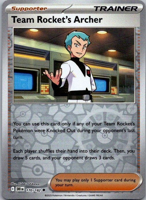 Team Rocket's Archer 170/182 Uncommon Destined Rivals Pokemon Reverse Holo NM