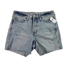 Old Navy O.G Straight Denim Shorts Blue Raw Hem Distressed Pockets Womens 8 NWT