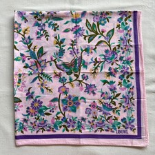 VTG Liberty Scarf Pink Cotton Floral Pattern Flourish Oriental Neckerchief 26"