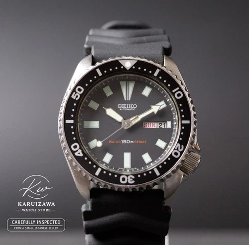 Seiko 6309-729A Vintage 1980s Automatic Diver 150m Men's Watch Black Dial Japan