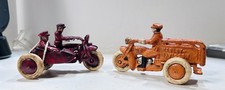 2 Harley Davidson XONEX Replica Cast Iron Toy 1997 Delivery  Sidecar Motorcycle