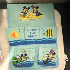 Disney Home Mickey  Minnie Baby Changing Pad Cover, Blue/White/Beige