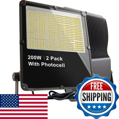 #ad 200W LED Flood Light 30000Lm Dusk to Dawn Photocell IP65 2Pack $262.48