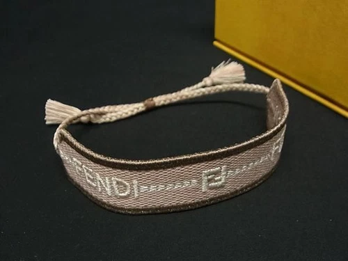 Bracciale tela Fendi logo rosa vintage autentico fondo di magazzino non