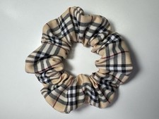 Beige Plaid  Burberry  brand  inspired pattern Fabric Hair Scrunchie Tie NWOT