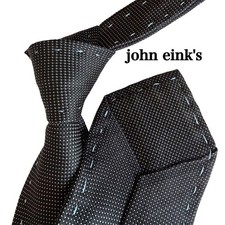 John Eink'S Black Light Blue Dot Pattern Polka Suit Tie -USED-