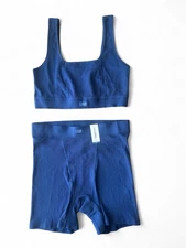 GAP BODY NAVY RIBBED BRA TOP AND SHORTS NWT SIZE SMALL $54