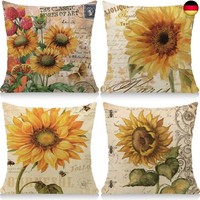 Cirzone Deko Wohnzimmer Kissenbezug 45X45 4Er Set Wetterfest Leinen Outdoor