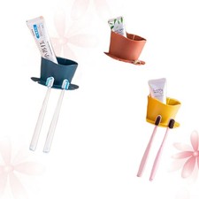3Pcs Wall Mounted Punch Free Toothbrush Holder Storage Organizer Bathroom Shelf