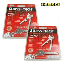 2Pc Swiss Tech 6 In Utili-Key Pocket Tool Keyring Stainless Steel Screwdrive FL