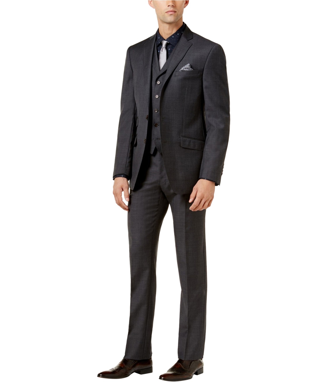 Tallia Mens Stretch Two Button Blazer Jacket, Grey, 38 Long