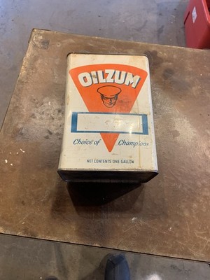 VINTAGE ADVERTISING OILZUM 1 GALLON OIL CAN White&bagley Worcester