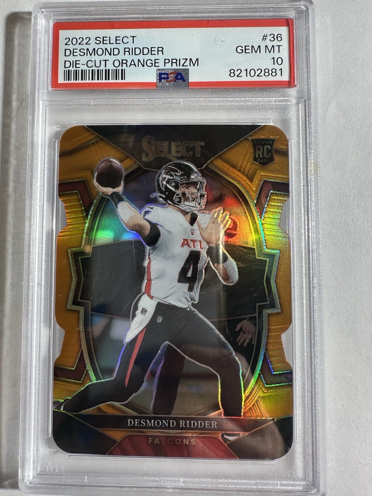 Panini 2022 Select Desmond Ridder Orange Prizm Die-Cut /199 RC #36 PSA 10